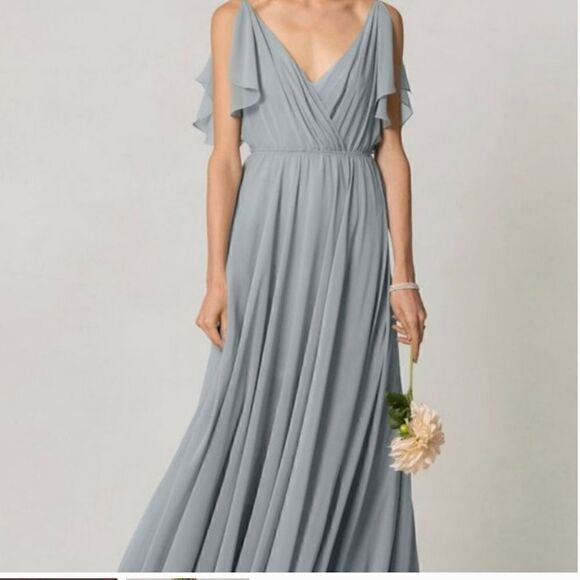 Jenny Yoo Collection Cassie Mineral Green Gray Dress Sz 8 - Picture 1 of 10